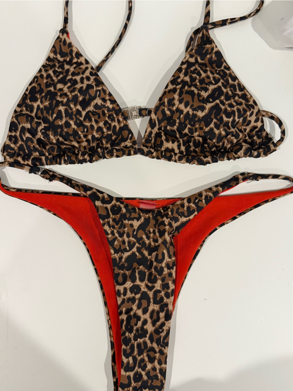SHEIN Leopard Print Bikini Set with Red Accents